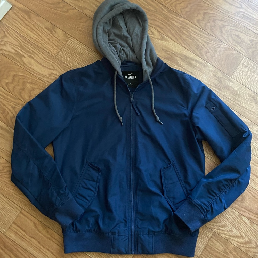 NWOT Hollister Navy Bomber Jacket for Men
